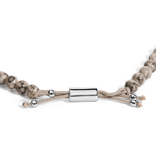 Pulsera de plata esterlina con cuentas de jaspe y cierre bolo