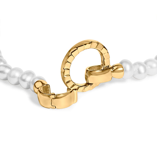 Pulsera Tenis con Candado Infinito de Perlas y Vermeil de Oro Amarillo de 18K