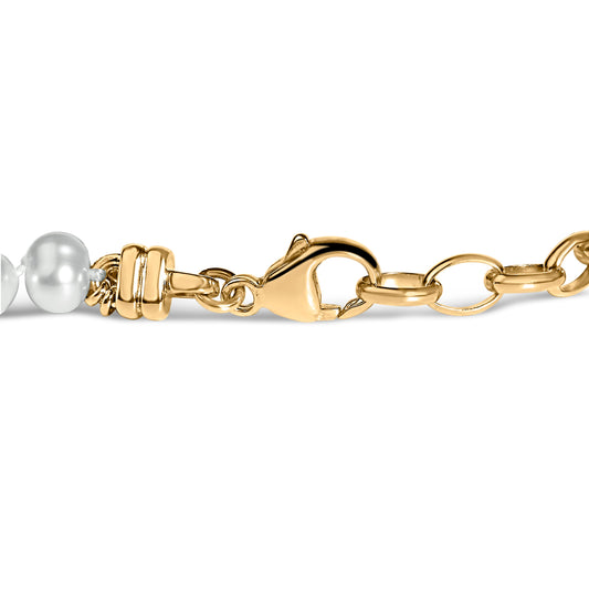 Pulsera de eslabones con perlas cultivadas y vermeil de oro amarillo de 18K