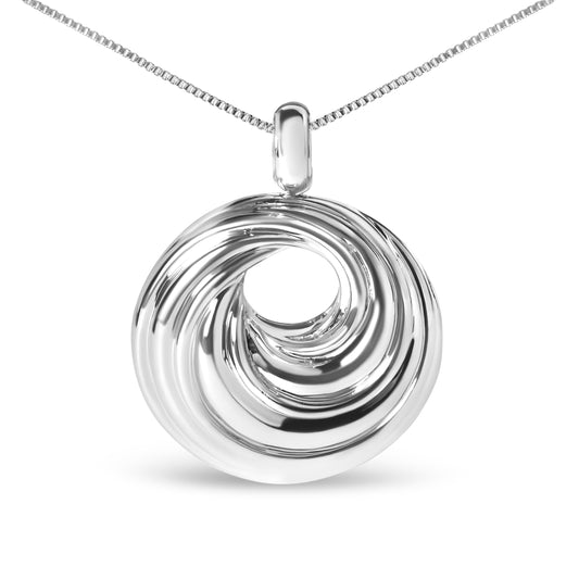 Collar de medallón con colgante de olas infinitas de plata de ley .925 de 45,72 cm