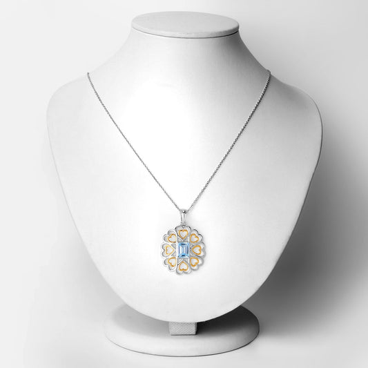 Colgante de Topacio Azul Genuino de 2.60 Quilates en Plata de Ley .925