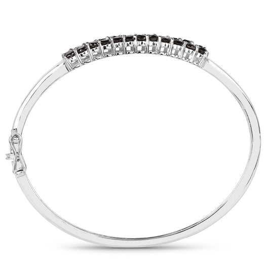 Brazalete de plata de ley .925 con diamante negro genuino de 3.53 quilates