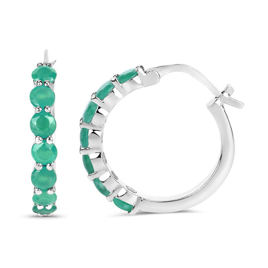 Pendientes de plata esterlina .925 con esmeralda genuina de 2.38 quilates