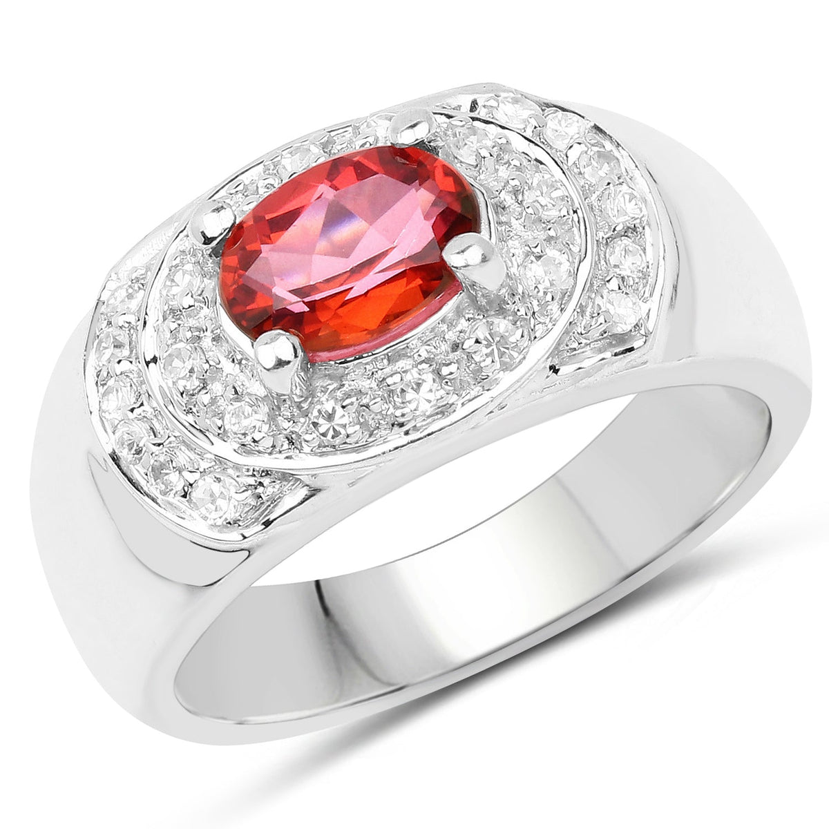 1.37 Carat Genuine Pink Topaz and White Cubic Zirconia .925 Sterling Silver Ring