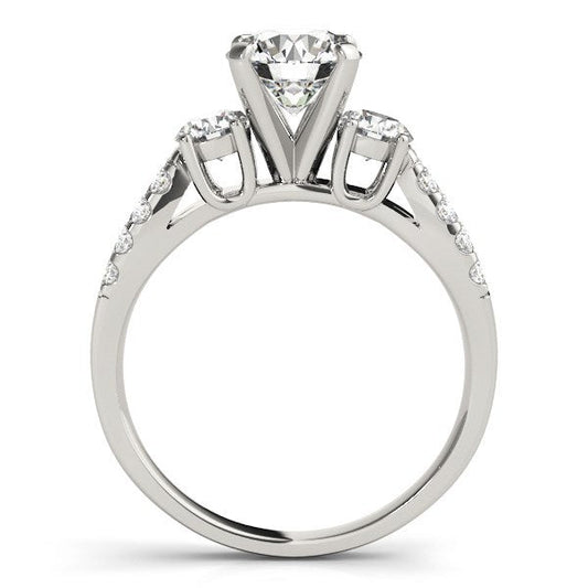 Anillo de compromiso de oro blanco de 14k con vástago dividido, 3 diamantes redondos (2 quilates en total)