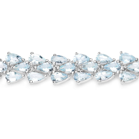 Pulsera de Plata de Ley 925 con Aguamarina Genuina de 14,11 Quilates