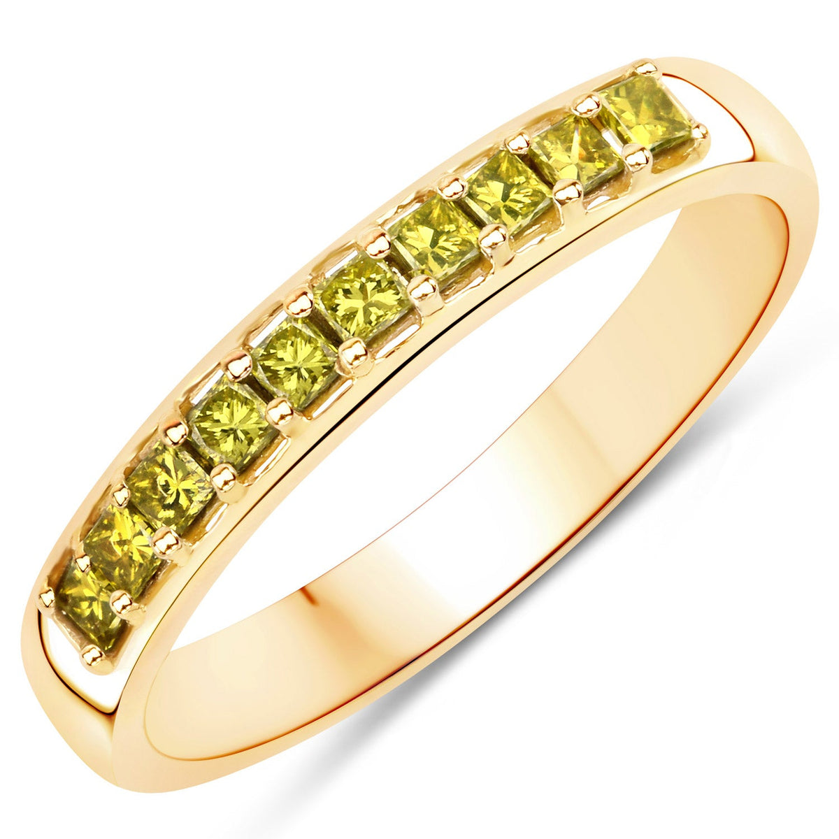 0.27 Carat Genuine Yellow Diamond 14K Yellow Gold Ring (SI1-SI2)