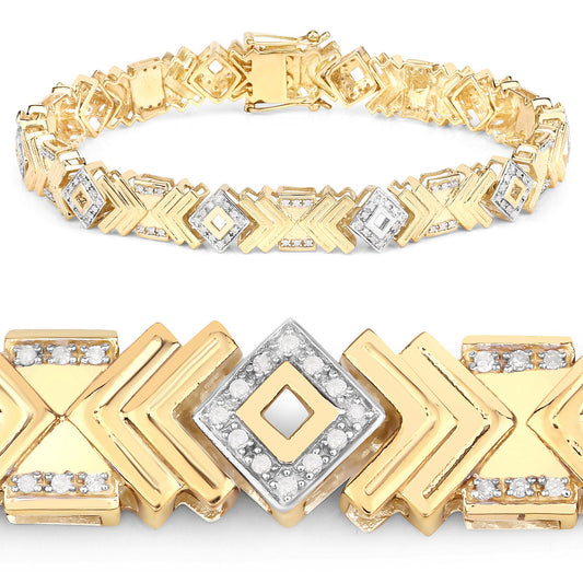 Pulsera de plata de ley .925 con diamante blanco genuino de 0,98 quilates