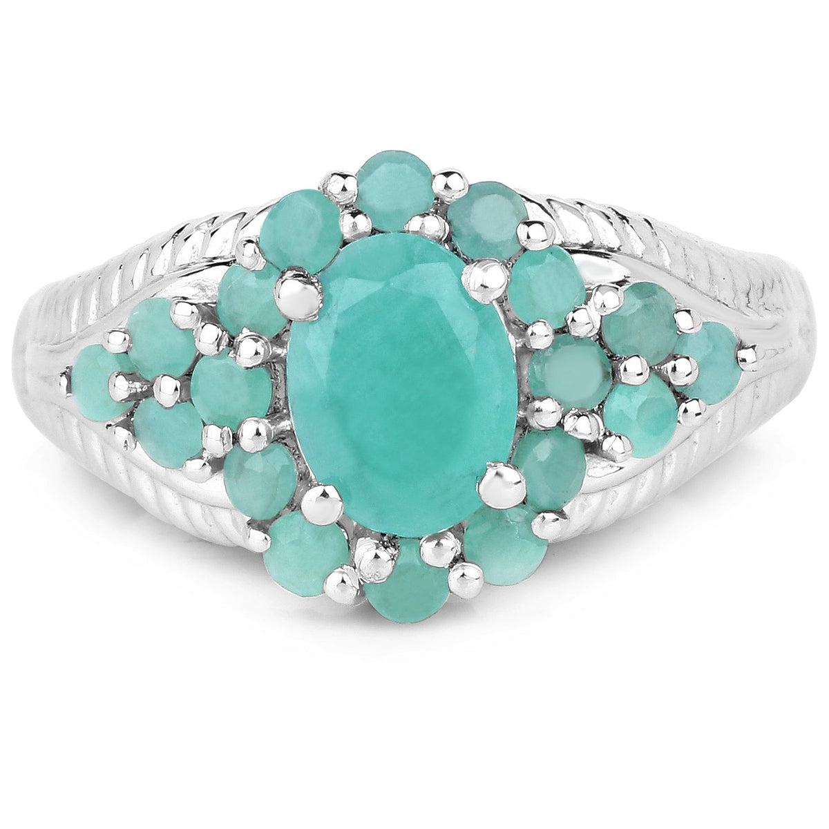 2.13 Carat Genuine Emerald .925 Sterling Silver Ring
