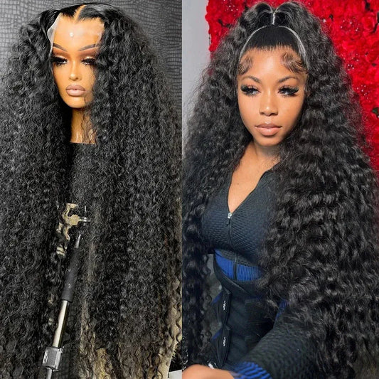 250% Density 30-34 Inch 13x6 HD Transparent Lace Frontal Wig - Deep Wave - Virgin Human Hair