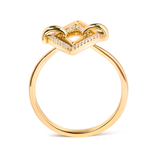 Anillo de doble triángulo de oro amarillo de 14 quilates con 1/5 Cttw de diamante (color G-H, claridad SI1-SI2) - Talla 7