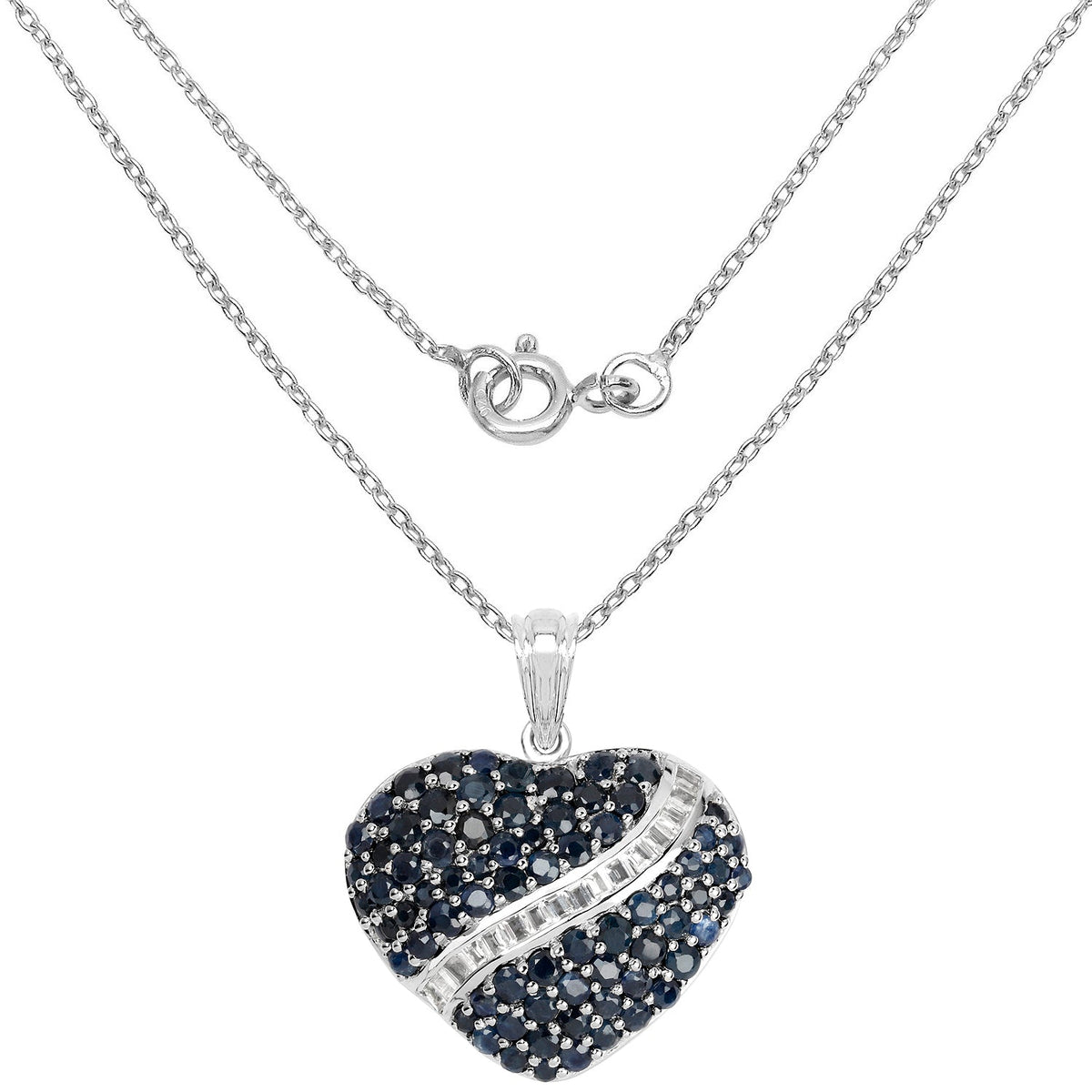 Colgante de plata de ley .925 con zafiro azul genuino de 4,60 quilates y topacio blanco