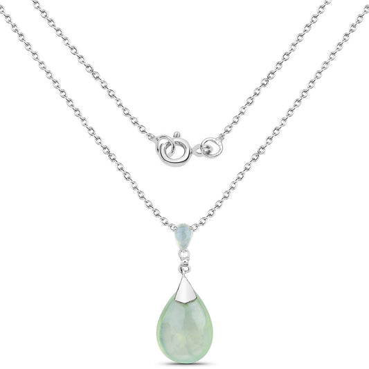 11.92 Carat Genuine Prehnite .925 Sterling Silver Pendant