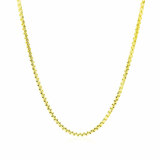 Cadena de caja redonda de oro amarillo de 14k y 1.7mm