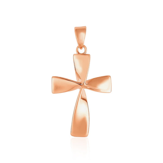 Colgante cruz trenzada plana en oro rosa de 14k