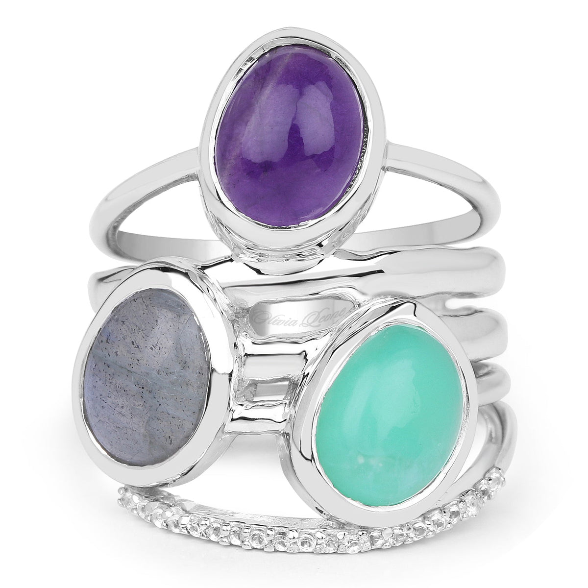 4.00 Carat Genuine Multi Stone .925 Sterling Silver Ring