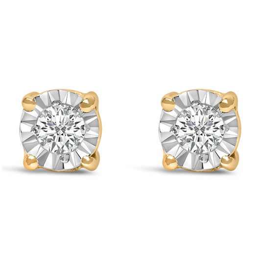 Pendientes de Plata Fina .925 con 1/10 Cttw de Diamantes Redondos Brillantes Creados en Laboratorio engastados en milagro (Color F-G, Claridad VS1-VS2)