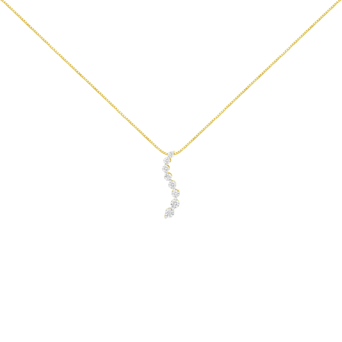 Collar con colgante Journey de oro amarillo de 14k con diamantes de talla baguette y redonda brillante de 3,0 TCW y 45 cm (color I-J, claridad I2-I3)