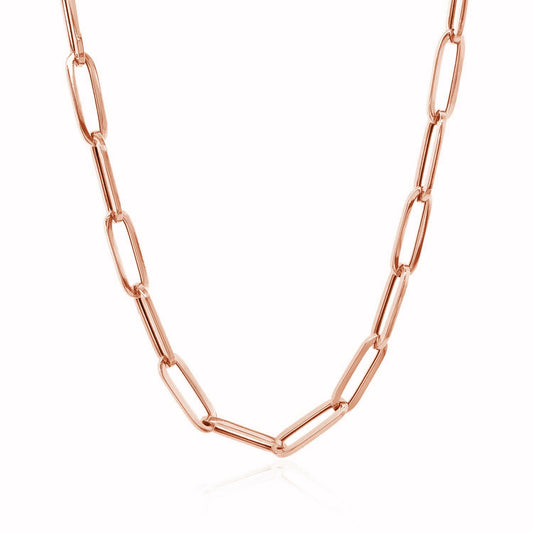 Cadena de eslabones ovalados gruesa de oro rosa de 14K (4.2 mm)