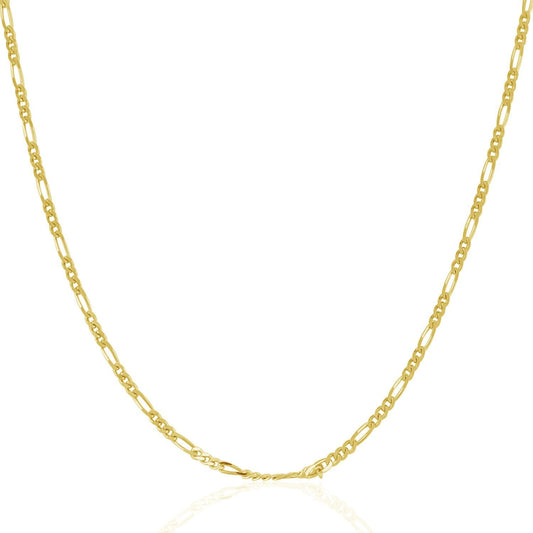 Cadena Figaro Sólida de Oro Amarillo de 14k y 1.9mm