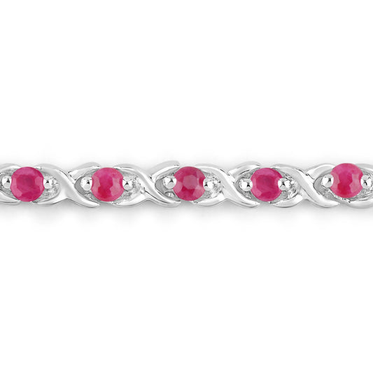 Pulsera de Plata de Ley .925 con Rubí Genuino de 0.88 Quilates