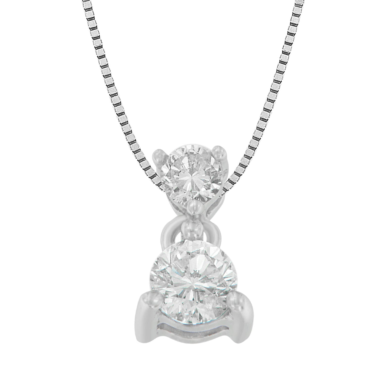 Collar con colgante de diamante talla redonda de 1/2 cttw de oro blanco de 14K (I-J, I1-I2)