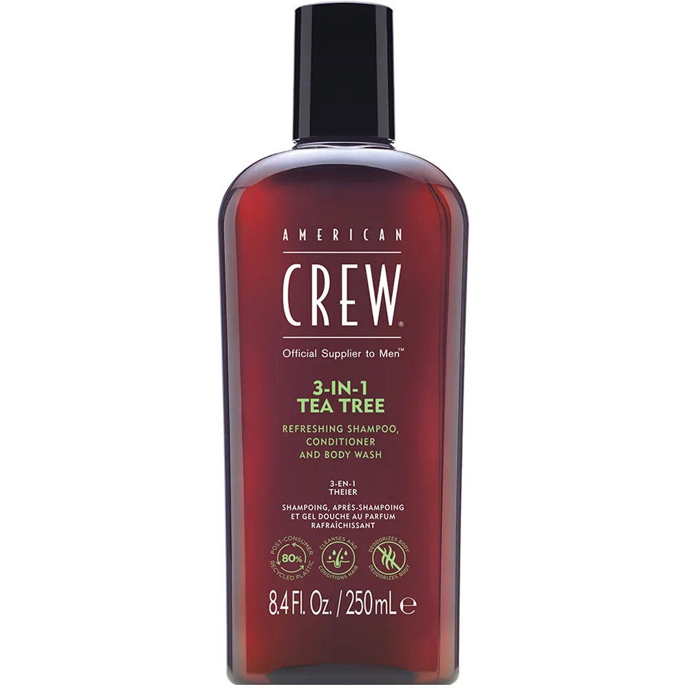 American Crew, 3-In-1 Tea Tree, Tea Tree Oil, Hair Shampoo, Conditioner & Shower Gel 3-In-1, For Moisturizing