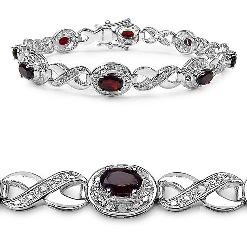 Pulsera de plata de ley .925 con granate auténtico de 4.93 quilates