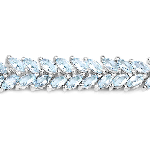 Pulsera de plata de ley .925 con aguamarina auténtica de 10.12 quilates
