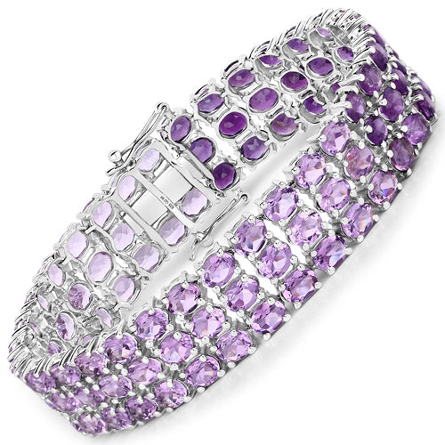 Pulsera de Plata de ley .925 con Amatista Genuina de 32.30 Quilates