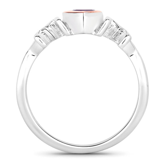 Anillo de Plata de Ley .925 con Amatista Genuina de 0.43 Quilates