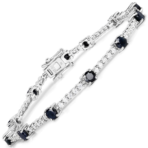 Pulsera de plata esterlina .925 con zafiro azul genuino de 6.21 quilates y circonita blanca
