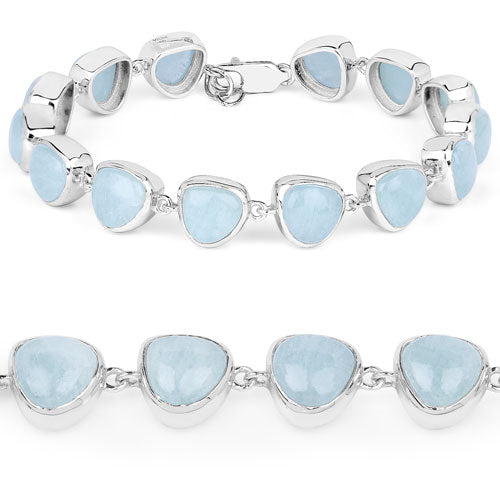 Pulsera de aguamarina auténtica de 25,90 quilates de plata de ley .925