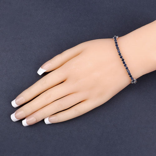 Pulsera de Plata Esterlina .925 con Zafiro Azul Genuino de 2.41 Quilates y Circón Blanco