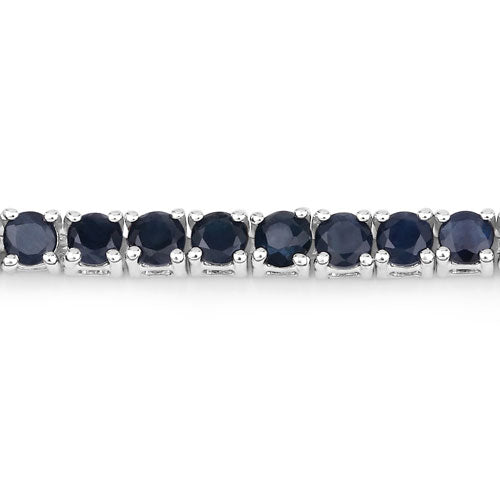 Pulsera de Plata Esterlina .925 con Zafiro Azul Genuino de 2.41 Quilates y Circón Blanco