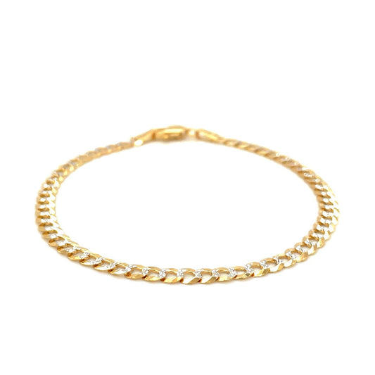 Pulsera de eslabones de 3,6mm de oro bicolor de 14k con pavé