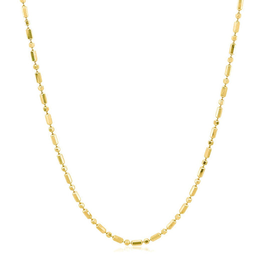 Cadena de Oro Amarillo de 14k con Cuentas Alternas Talladas con Diamante de 1.5mm