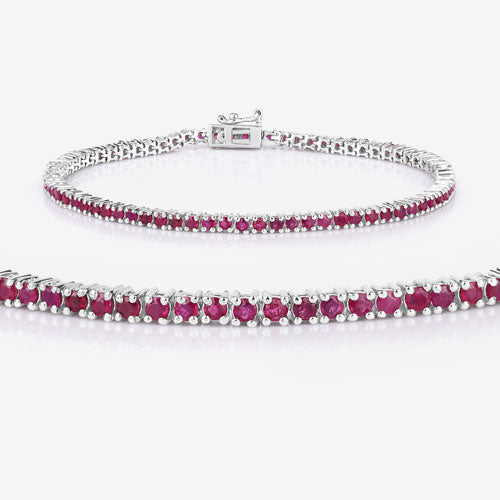Pulsera de plata de ley .925 con rubí auténtico de 3.35 quilates