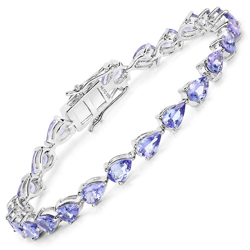 9.25 Carat Genuine Tanzanite .925 Sterling Silver Bracelet