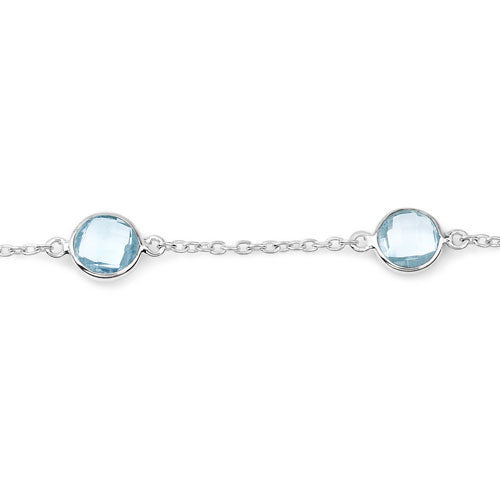 Pulsera de plata de ley .925 con topacio azul genuino de 5,00 quilates