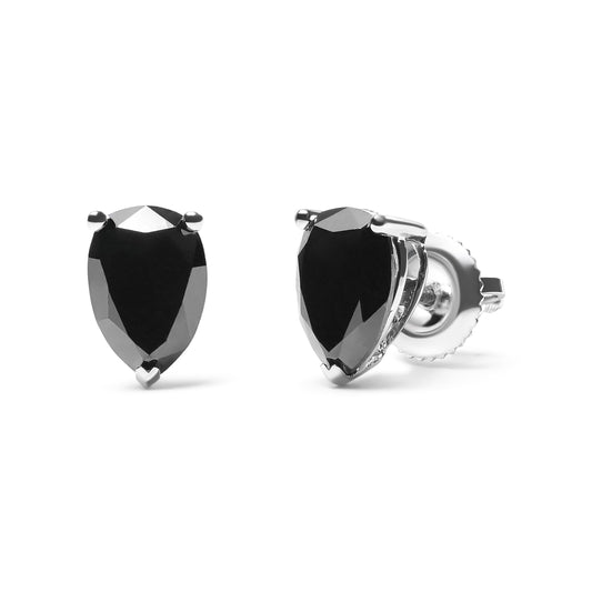 Pendientes de oro blanco de 14 quilates con diamantes negros talla pera de 2,00 quilates (peso total)