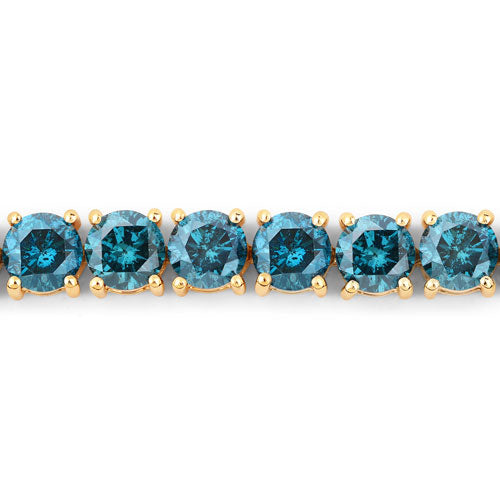 Pulsera de oro amarillo de 14K con diamante azul auténtico de 12,95 quilates