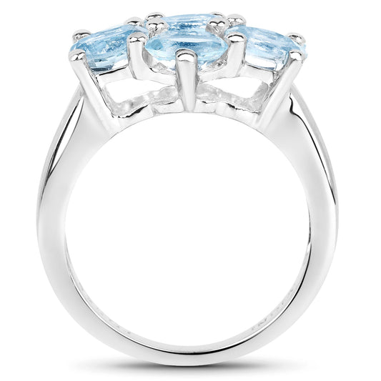 3.57 Carat Genuine Blue Topaz .925 Sterling Silver Ring