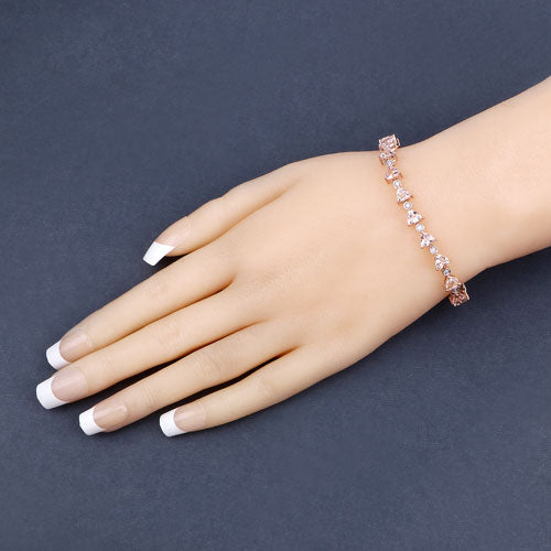 Pulsera de oro rosa de 14 quilates con morganita auténtica de 7,56 quilates y diamantes blancos