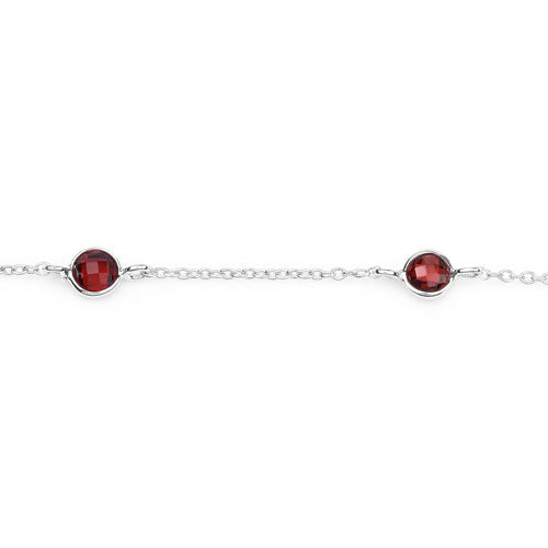 Pulsera de Granate Genuino de 1.50 Quilates de Plata de Ley .925