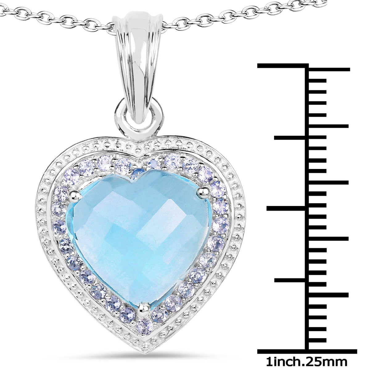 Dije de plata esterlina .925 con topacio azul genuino de 7,36 quilates y tanzanita