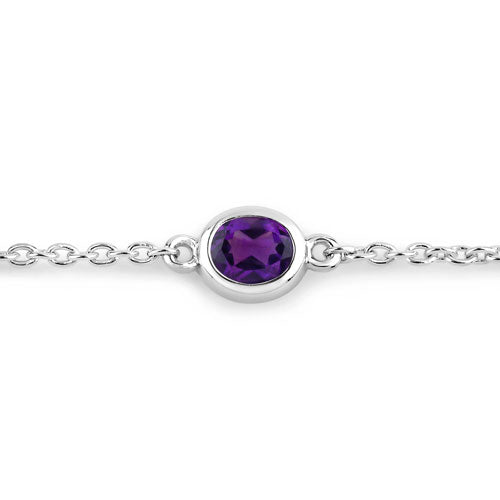 Pulsera de plata de ley .925 con amatista genuina de 1,70 quilates