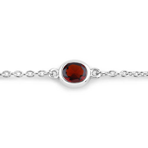 Pulsera de plata de ley .925 con granate auténtico de 2.25 quilates
