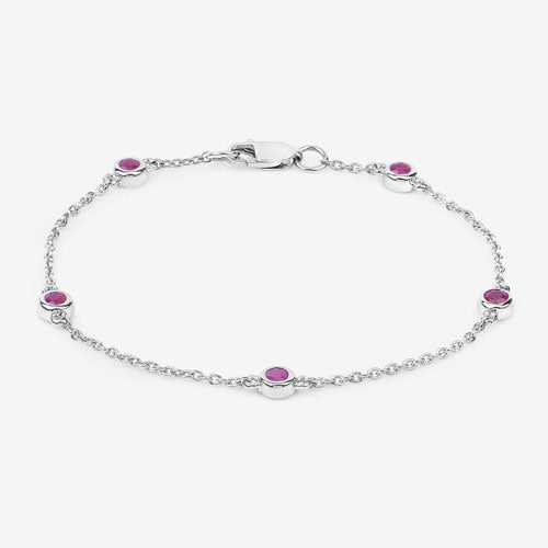 0.65 Carat Genuine Ruby .925 Sterling Silver Bracelet
