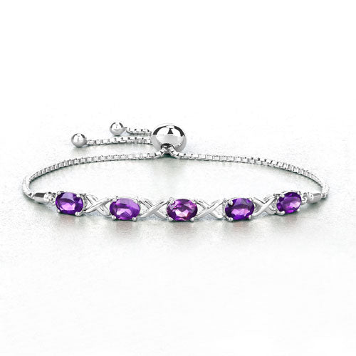 4.00 Carat Genuine Amethyst .925 Sterling Silver Bracelet